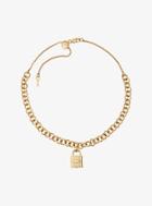 Michael Kors Gold-tone Chain-link Padlock Pendant Necklace