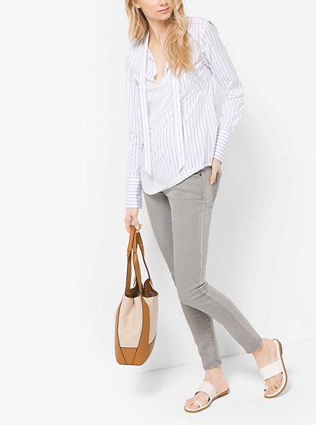 Michael Michael Kors Striped Tie-neck Blouse