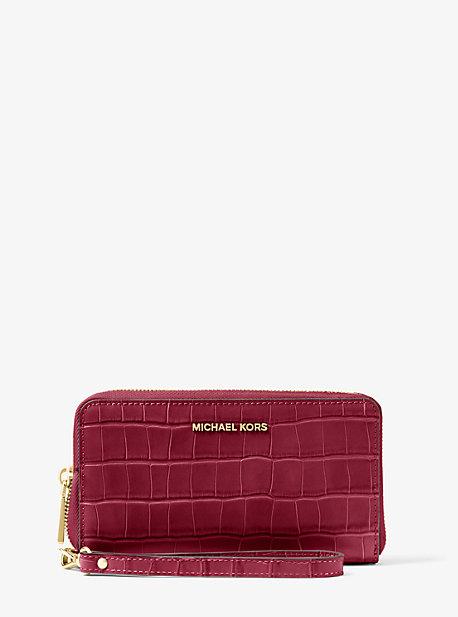 Michael Michael Kors Jet Set Embossed Leather Smartphone Wristlet