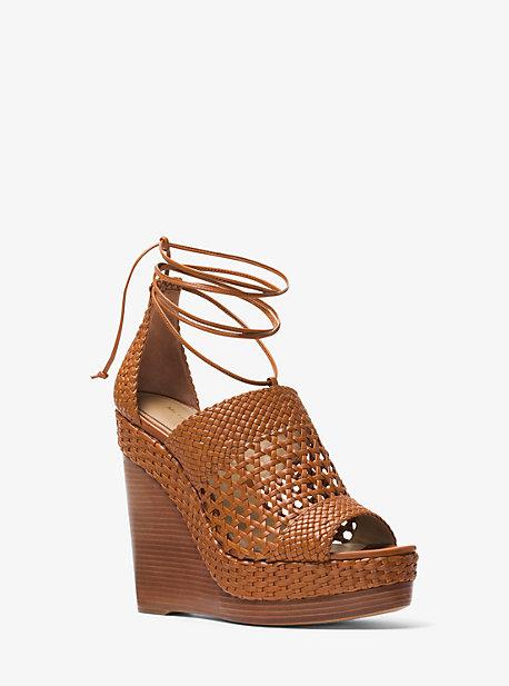 Michael Kors Collection Angela Woven Leather Wedge