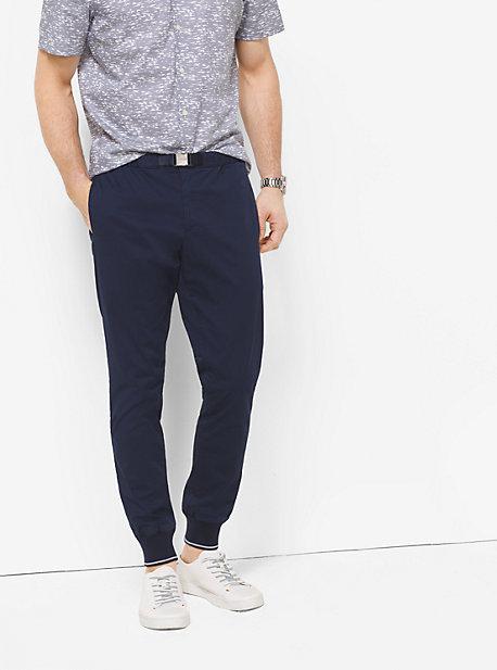 Michael Kors Mens Ribbed-cuff Cotton Chinos