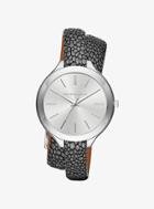 Michael Kors Slim Runway Silver-tone And Leather Wrap Watch