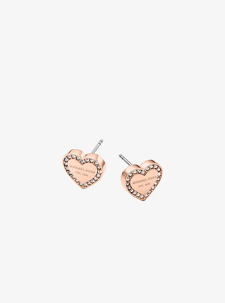 Michael Kors Pave Rose Gold-tone Heart Charm Earrings