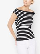 Michael Kors Collection Striped Stretch-jersey Off-the-shoulder Top