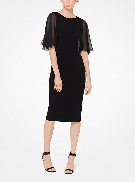 Michael Kors Collection Chiffon And Stretch Wool-crepe Dress