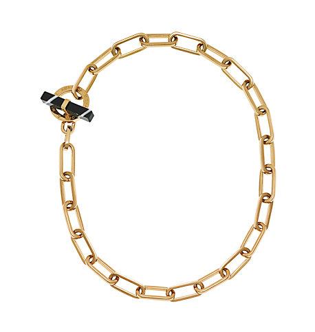 Michael Kors Gold-tone Black Agate Toggle Chain Necklace
