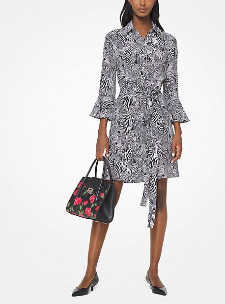 Michael Kors Collection Zebra Print Crepe De Chine Dress