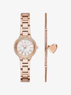 Michael Kors Petite Taryn Rose Gold-tone Watch And Bracelet Set