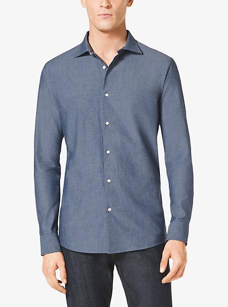 Michael Kors Mens Slim-fit Chambray Shirt