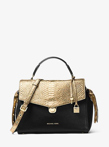 Michael Michael Kors Bristol Metallic Snake-embossed-leather Satchel