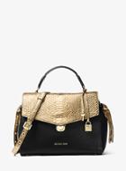 Michael Michael Kors Bristol Metallic Snake-embossed-leather Satchel