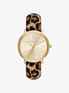 Michael Kors Jaryn Gold-tone And Leopard Calf Hair Watch