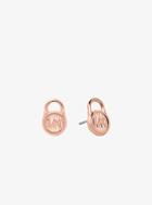 Michael Kors Rose Gold-tone Logo Lock Stud Earrings