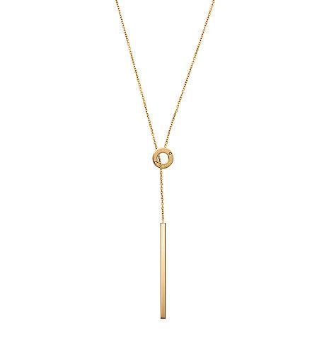 Michael Kors Crystal Gold-tone Logo Lariat Necklace