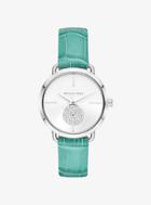 Michael Kors Portia Silver-tone Embossed Leather Watch
