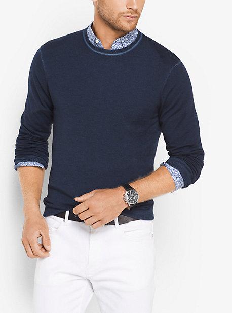 Michael Kors Mens Washed Merino Wool Sweater