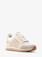 Michael Michael Kors Billie Perforated Leather And Suede Trainer