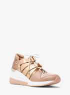 Michael Michael Kors Beckett Lizard-embossed Leather And Metallic Sneaker
