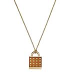 Michael Kors Leather And Gold-tone Padlock Necklace
