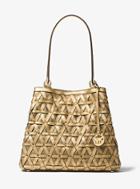Michael Michael Kors Brooklyn Large Metallic Leather And Canvas Tote