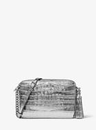 Michael Michael Kors Ginny Metallic Embossed-leather Crossbody