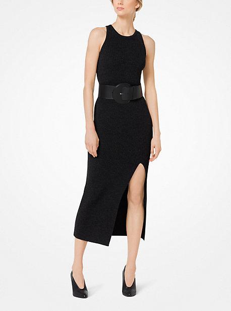 Michael Kors Collection Merino Ribbed Slashed Dress