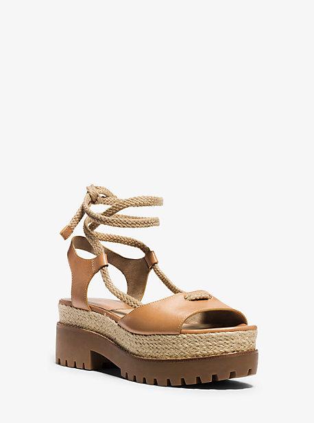 Michael Kors Collection Kirstie Runway Leather And Jute Sandal