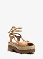 Michael Kors Collection Kirstie Runway Leather And Jute Sandal