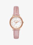 Michael Kors Cinthia Rose Gold-tone And Embossed-leather Watch