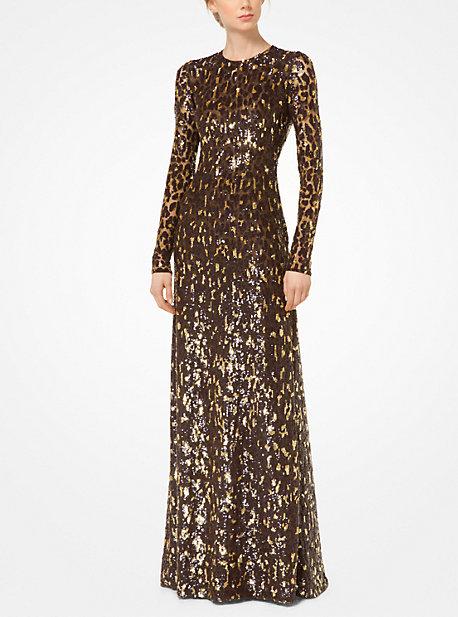 Michael Kors Collection Leopard Sequined Stretch-tulle Gown