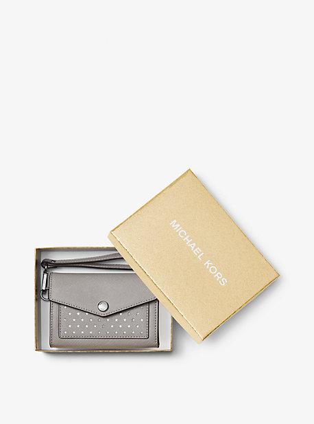 Michael Michael Kors Honey Perforated Leather Wristlet