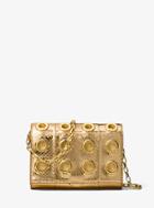 Michael Kors Collection Yasmeen Small Grommeted Metallic Snakeskin Clutch