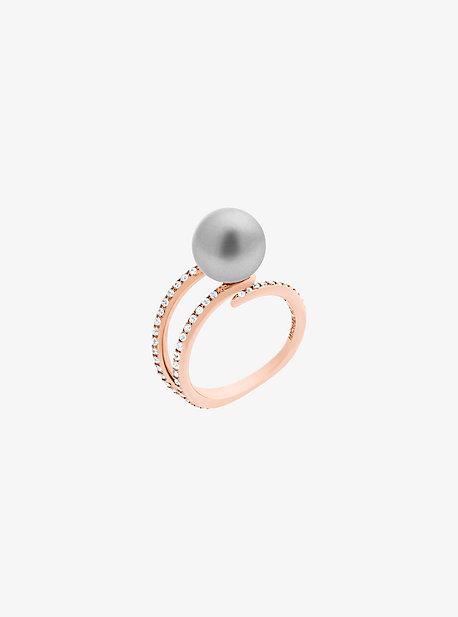 Michael Kors Pave Rose Gold-tone/glass Pearl Ring