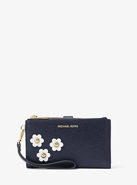Michael Michael Kors Adele Floral Applique Leather Smartphone Wristlet