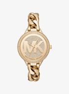 Michael Kors Slim Runway Pave Gold-tone Chain-link Watch