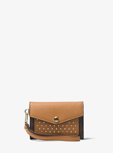 Michael Michael Kors Honey Perforated Logo Wristlet