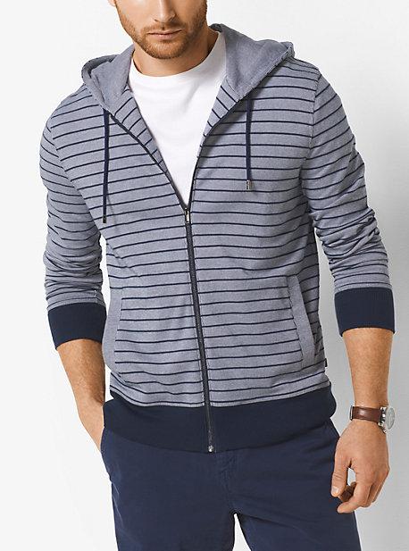 Michael Kors Mens Striped Cotton Zip-up Hoodie