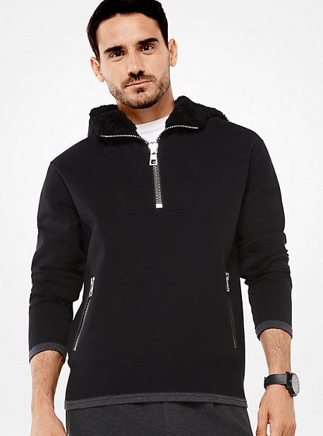 Michael Kors Mens Sherpa Cotton-blend Quarter-zip Hoodie