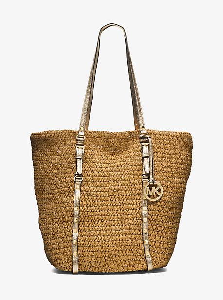 Michael Michael Kors Large Studded Straw Shopper Tote