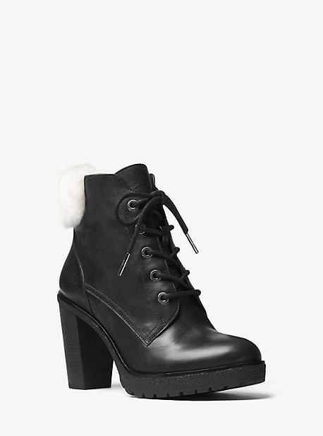 Michael Michael Kors Kim Leather And Shearling Lace-up Boot