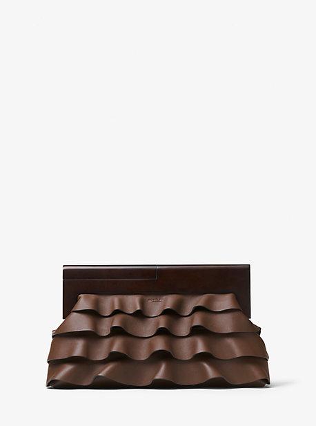 Michael Kors Collection Stanwyck Ruffled Leather Clutch