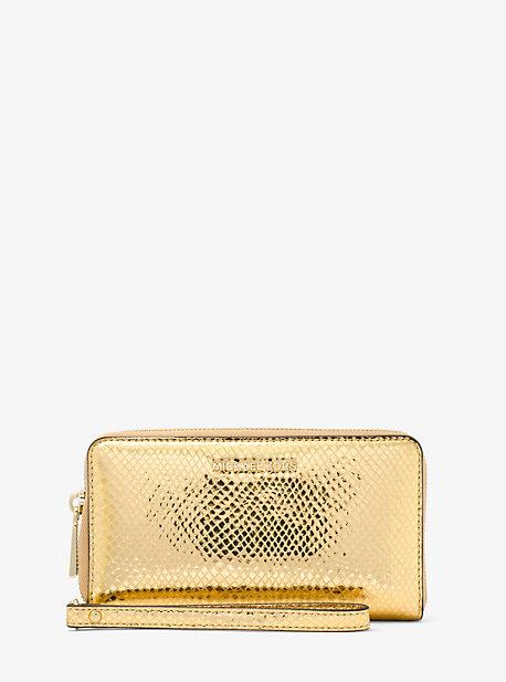 Michael Michael Kors Jet Set Metallic Snake-embossed Leather Smartphone Wristlet