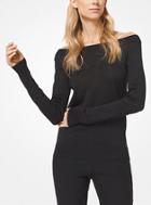 Michael Kors Collection Metallic Knit Off-the-shoulder Pullover