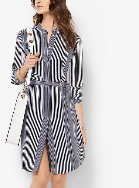 Michael Michael Kors Striped Tie-waist Georgette Dress