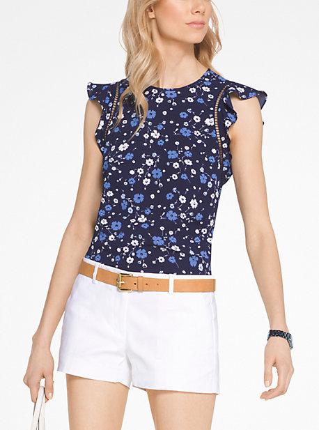 Michael Michael Kors Floral Ruffled Tank