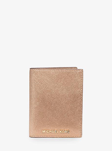 Michael Michael Kors Jet Set Travel Metallic Saffiano Leather Passport Wallet