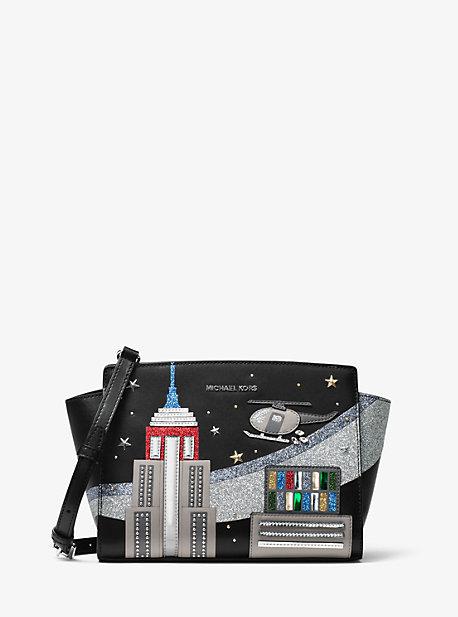 Michael Michael Kors Selma Nouveau Novelty New York Leather Messenger