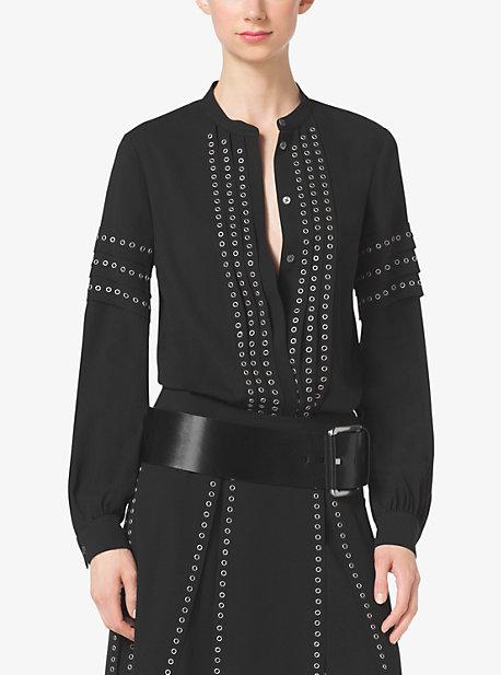 Michael Kors Collection Grommet-embroidered Georgette Blouse