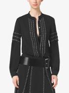 Michael Kors Collection Grommet-embroidered Georgette Blouse