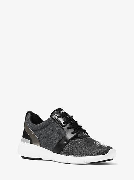 Michael Michael Kors Amanda Flannel And Leather Sneaker